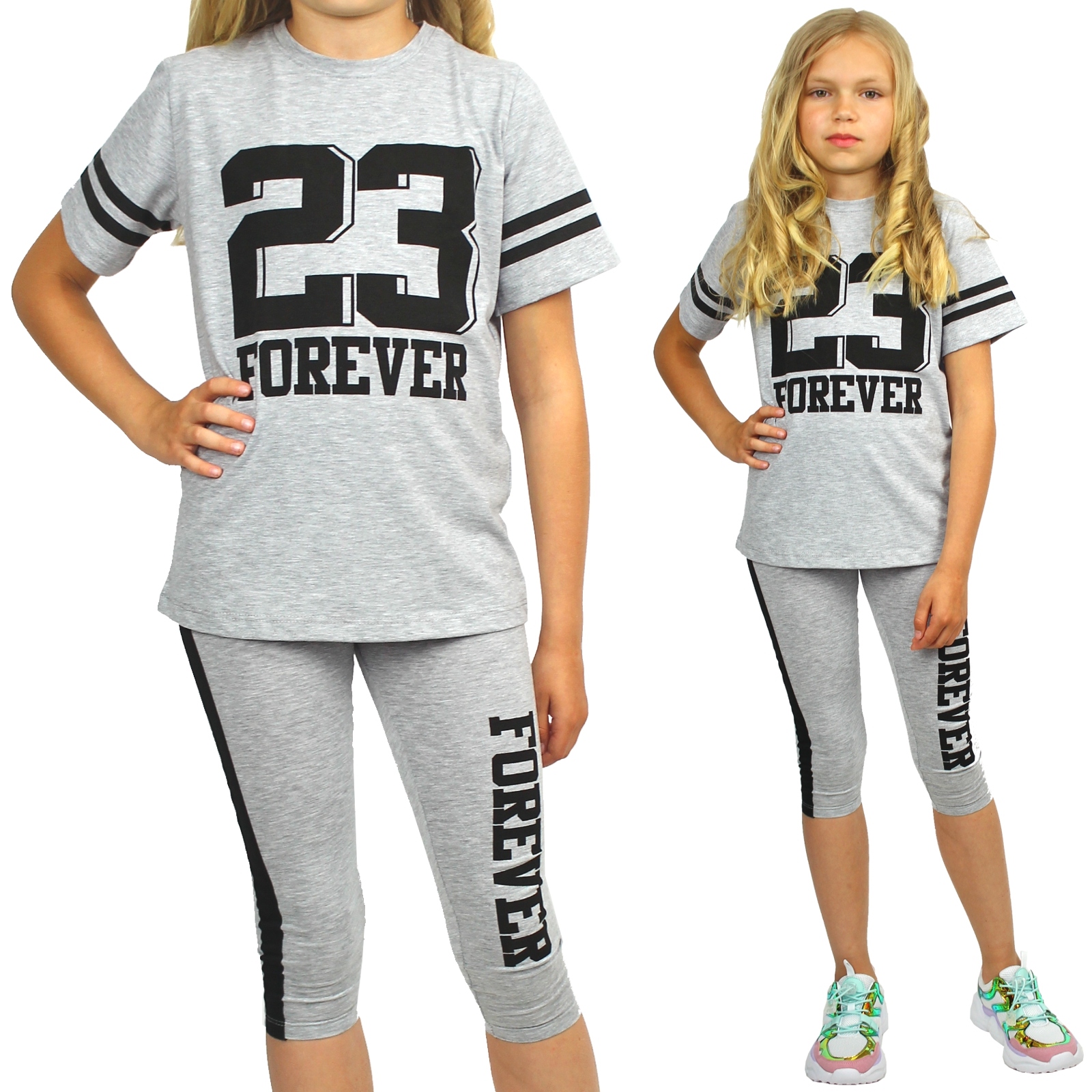 

Komplet Sportowy Bluzka Getry Capri Lampasy 146