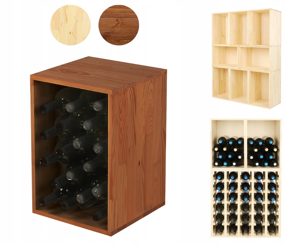 Skříňový regál na víno stojan na alkohol dřevěný Modulární regál 45x30x30