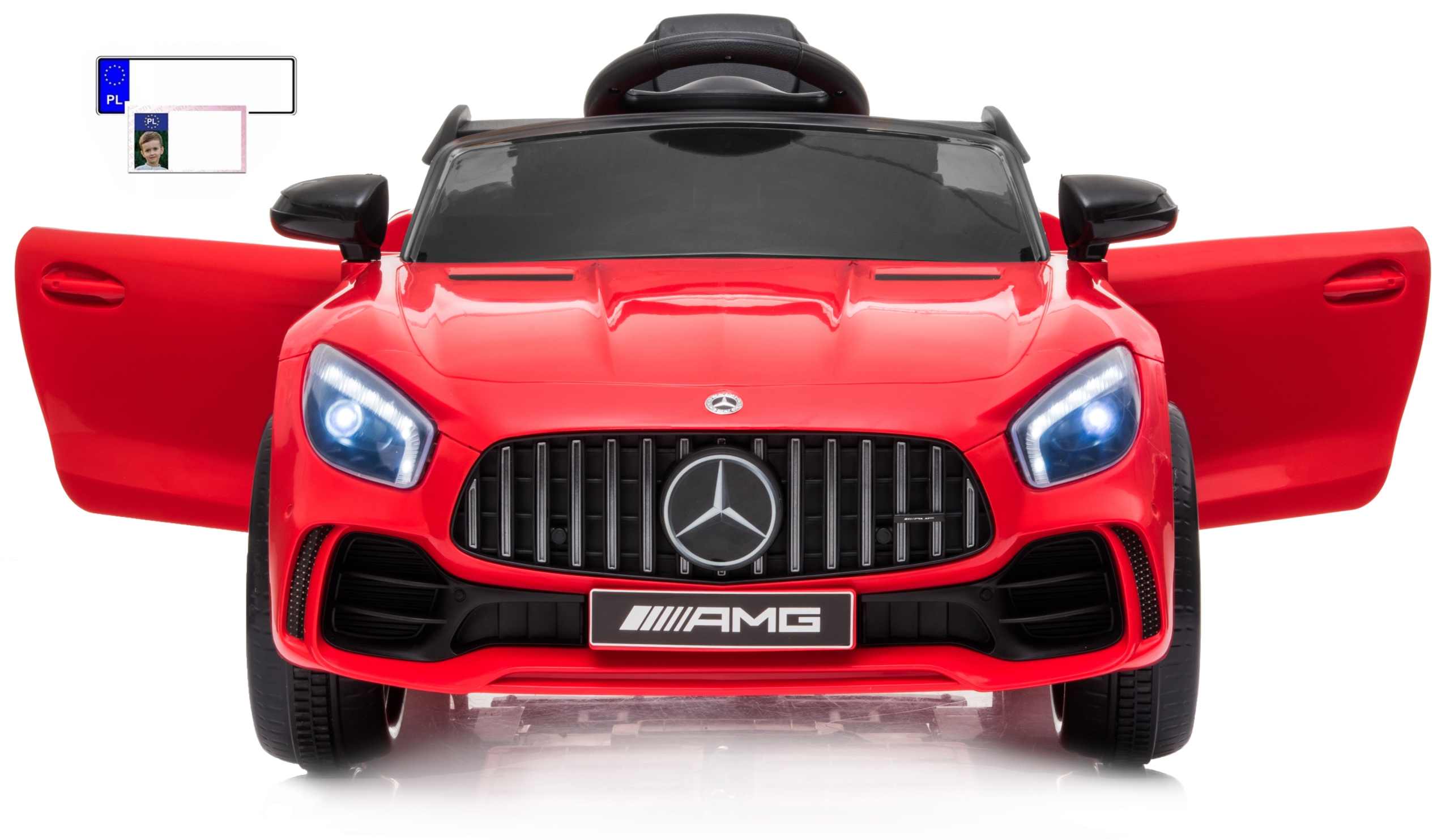 Samochód na akumulator Happy Kiddo Mercedes Gtr-s czerwony 2 silniki