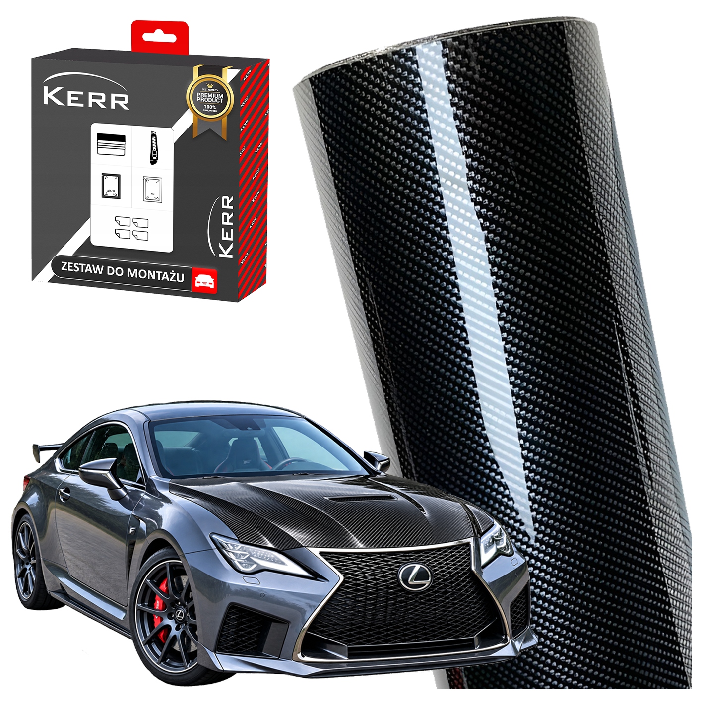 Fólie Carbon 5D Dýha Karbon Černý Lesk na kolo Progi Auto 152x350 cm