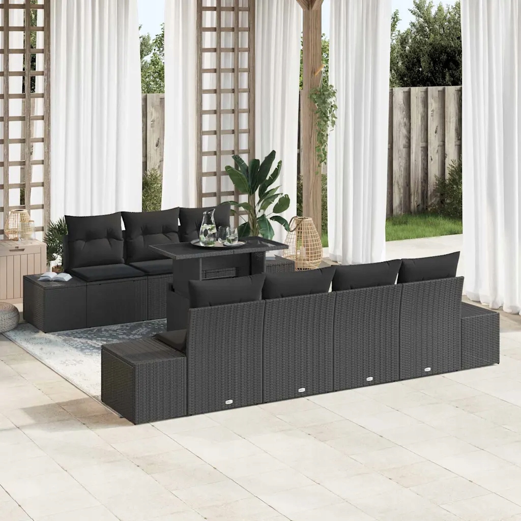 Sada zahradních pohovek 8 pcs Černá 100 x 55 x 73 cm Černá 3349129