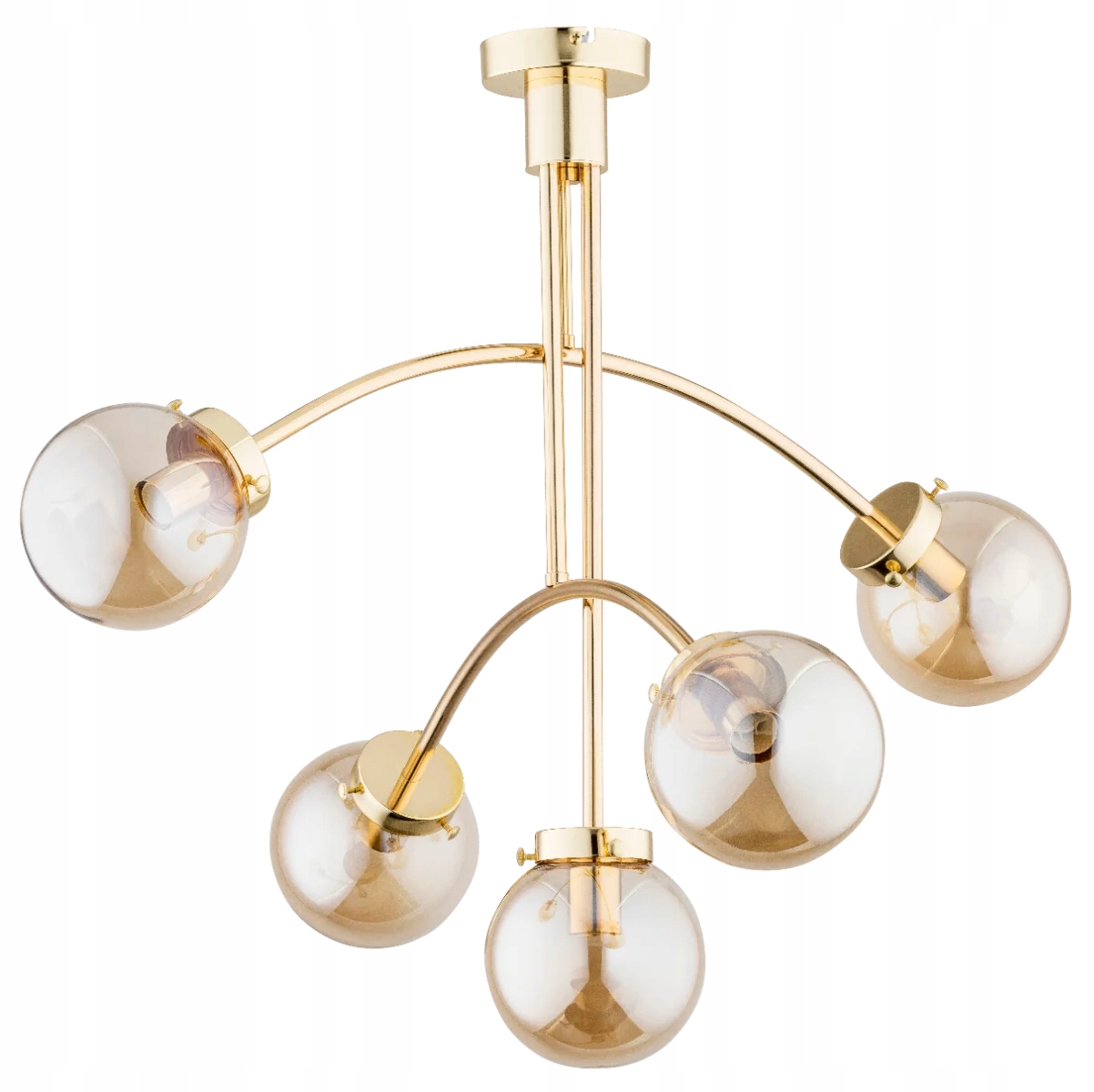 Závesná lampa Alfa Lusco 5x40W E14 zlatá/jantárová, stropná, Alfa