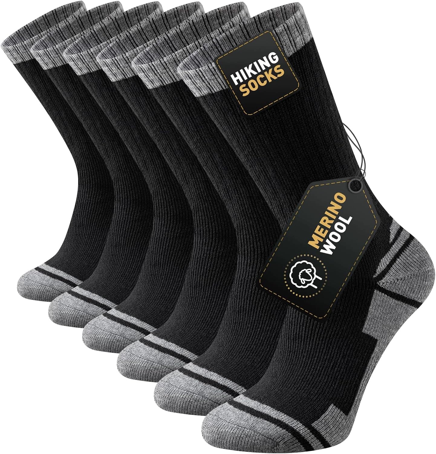 Skarpety turystyczne merino 3 pary czarny 47-50