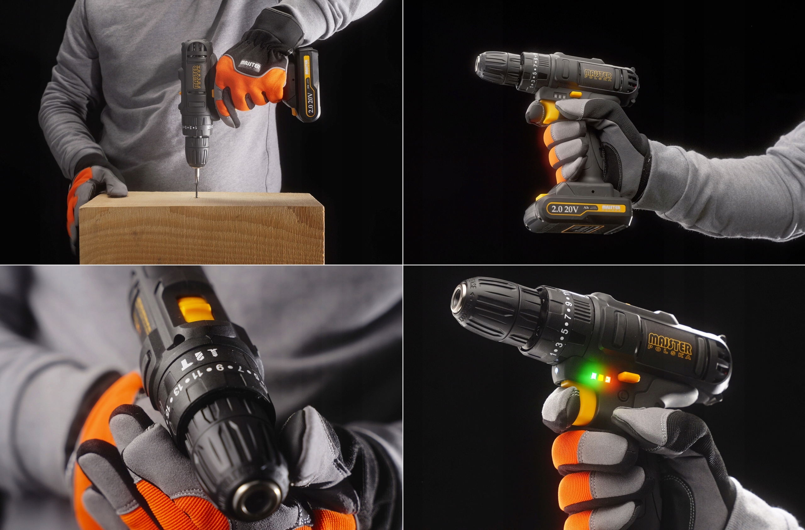 WIERTARKO WKRĘTARKA 20V UDAR 2x2AH + DEWALT 32 el. UCHWYT SAMOZACISKOWY Marka Majster Polska