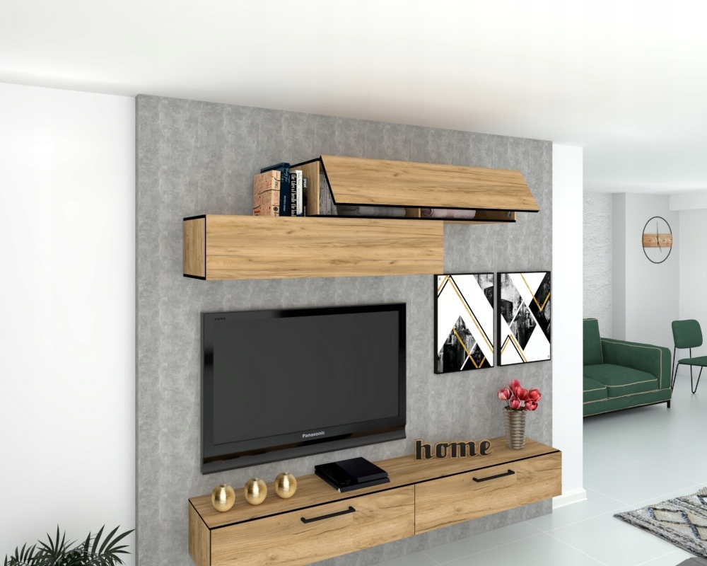 Wisząca Szafka Pozioma RTV Komoda SIMPLY UP Craft Czarna 180 Marka Krak Meble