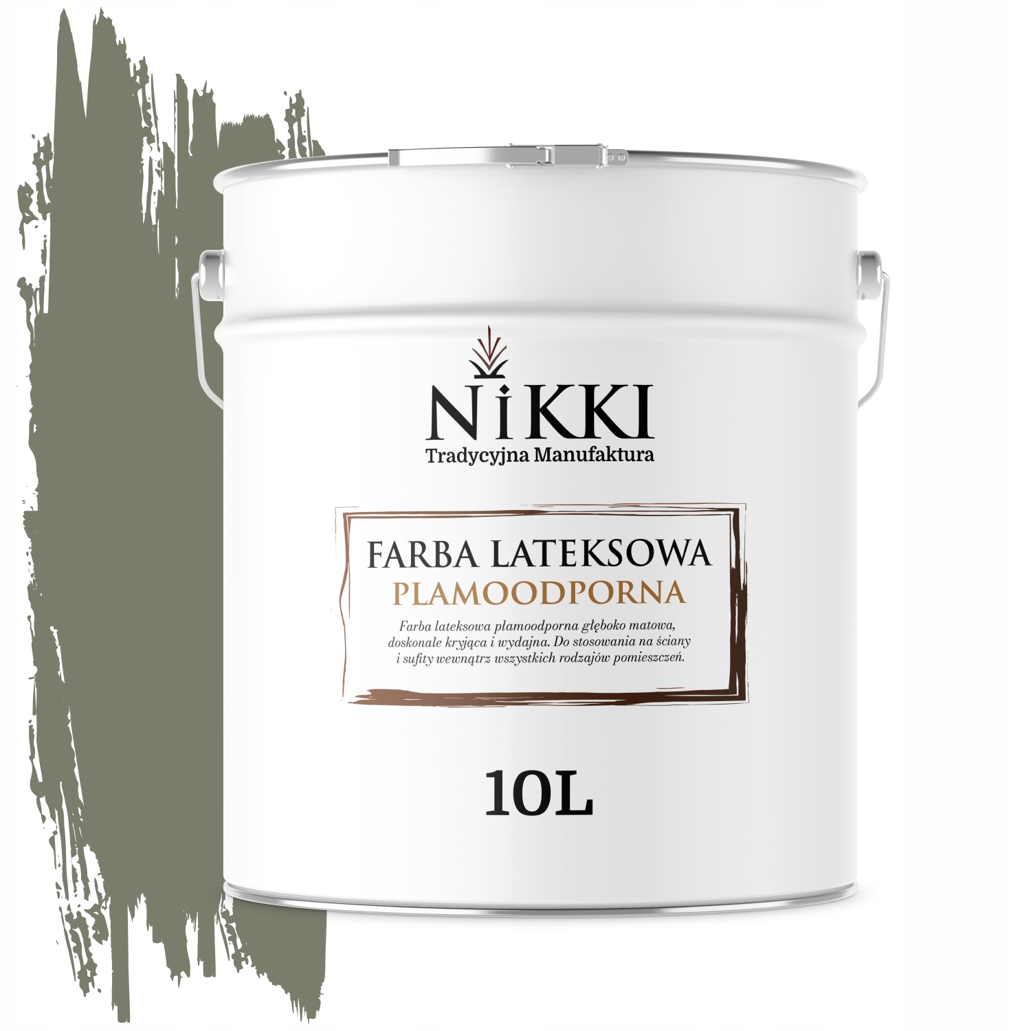 Latexová Farba Odolná Voči Škvrnám Farba Khaki Tmavá H1720 10L Hlboká Matná