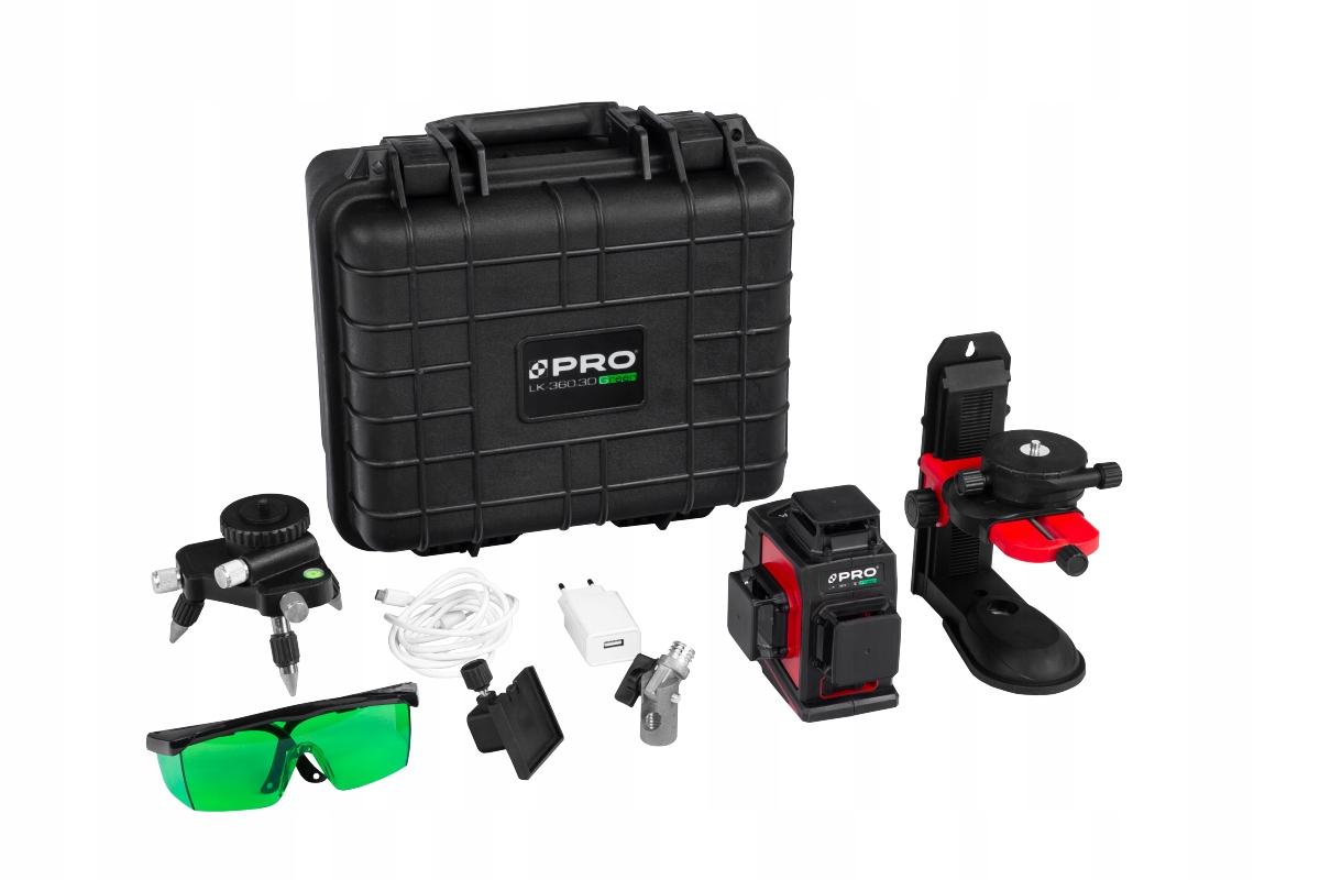 

Laser płaszczyznowy krzyżowy Pro LK-360.3DG zielon