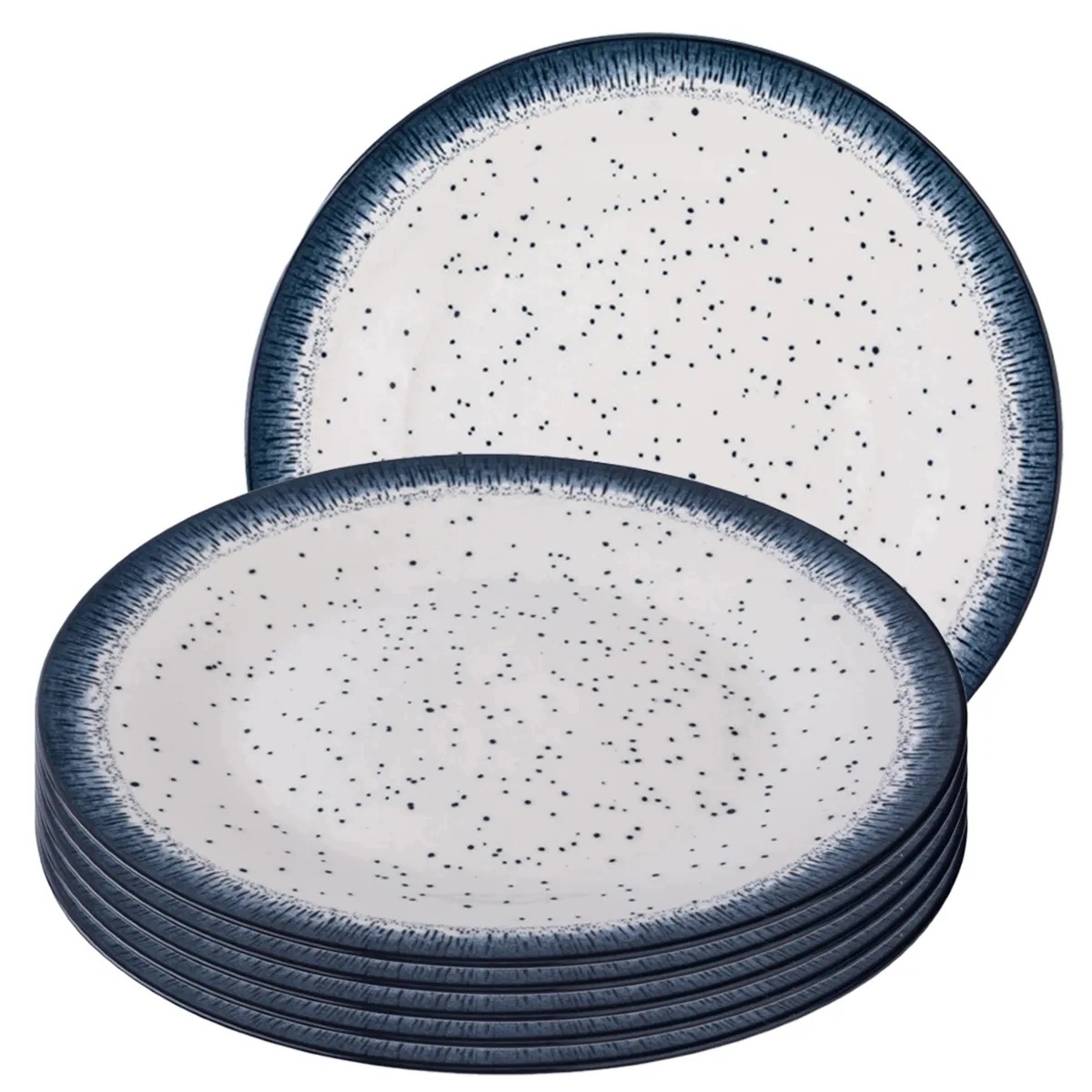 Sada talířů 6 Ks Obědové talíře kulaté Altom Design Hello Blue 26,5 cm