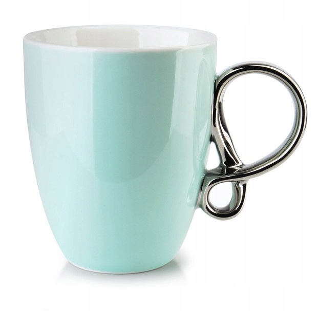 

Kubek Porcelanowy Infinity Srebrny Miętowy 370 ml.