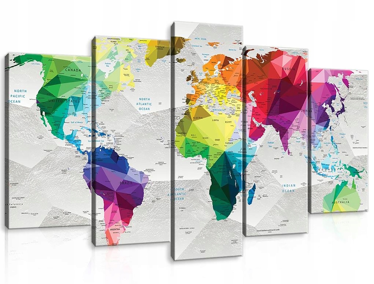 Obraz Na Plátně Canvas 100x60 Mapa Světa Atlas Barvy Duhy 3D Geografie