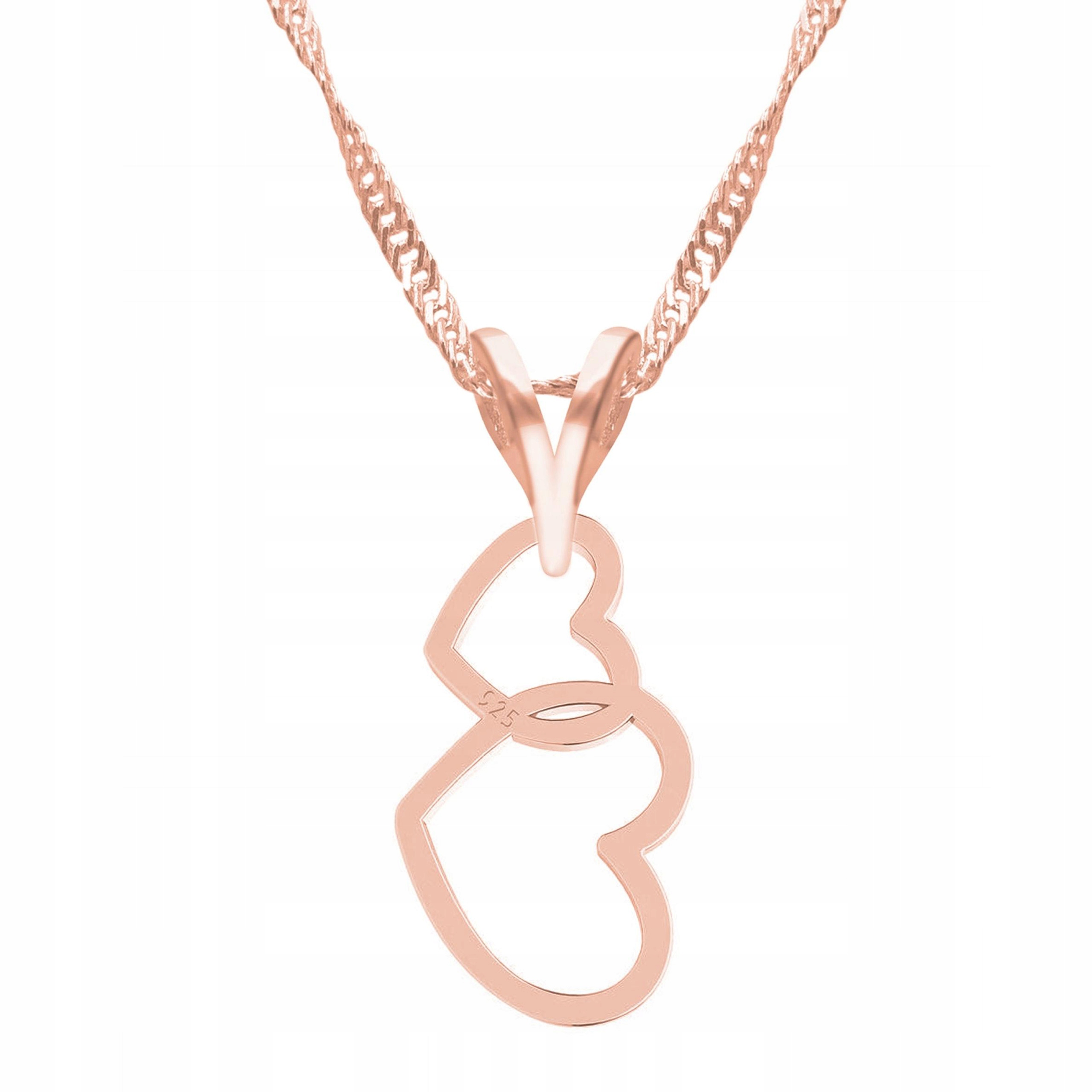 Pozlacený náhrdelník se dvěma srdíčky Motiv Láska Pár Srdíčko Stříbro 925