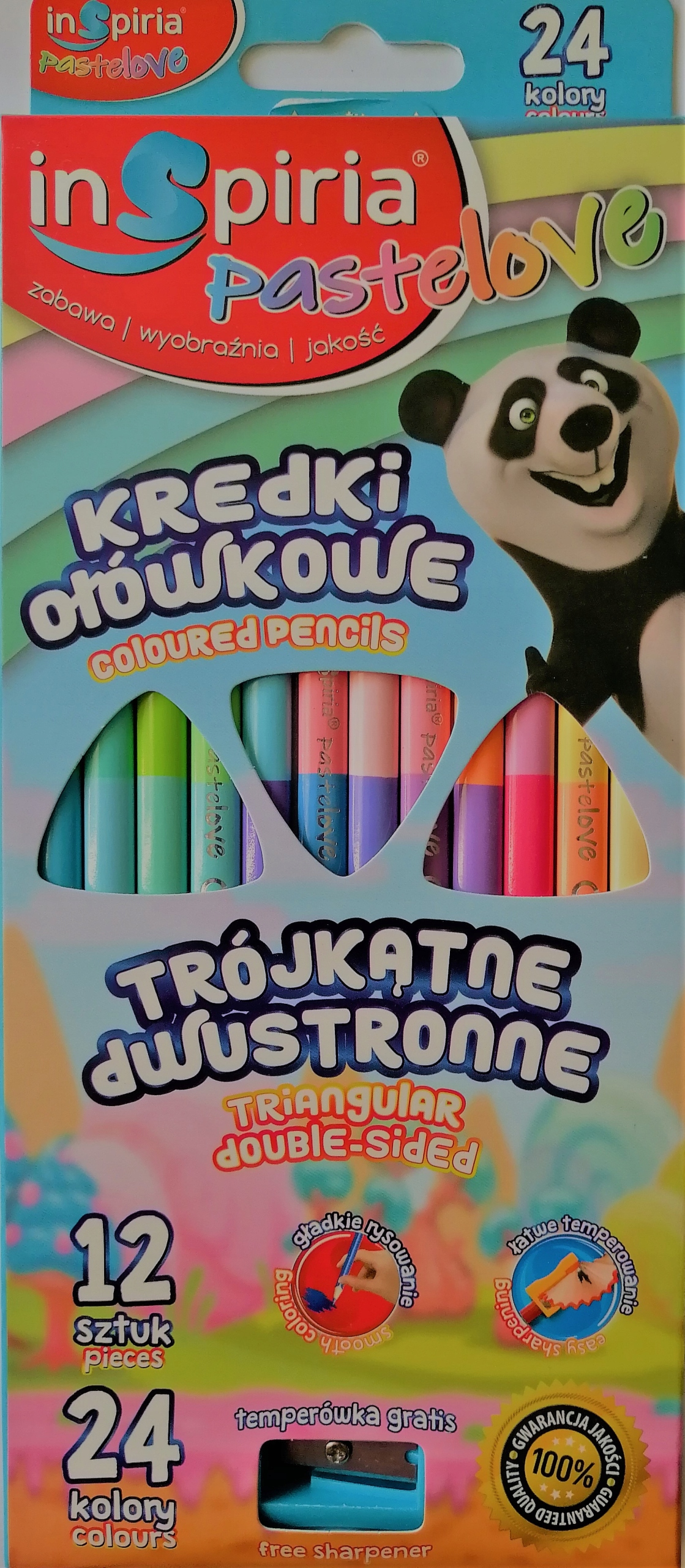 kredki pastelowe dwustronne 24 kolory  trójkątne 12szt. 7680 — 3
