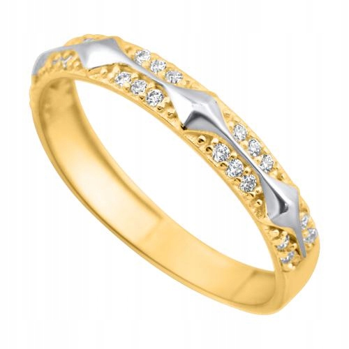 Prstýnek prsten se zirkony a přídavkem bílého zlata ryzost 585 1,5 g