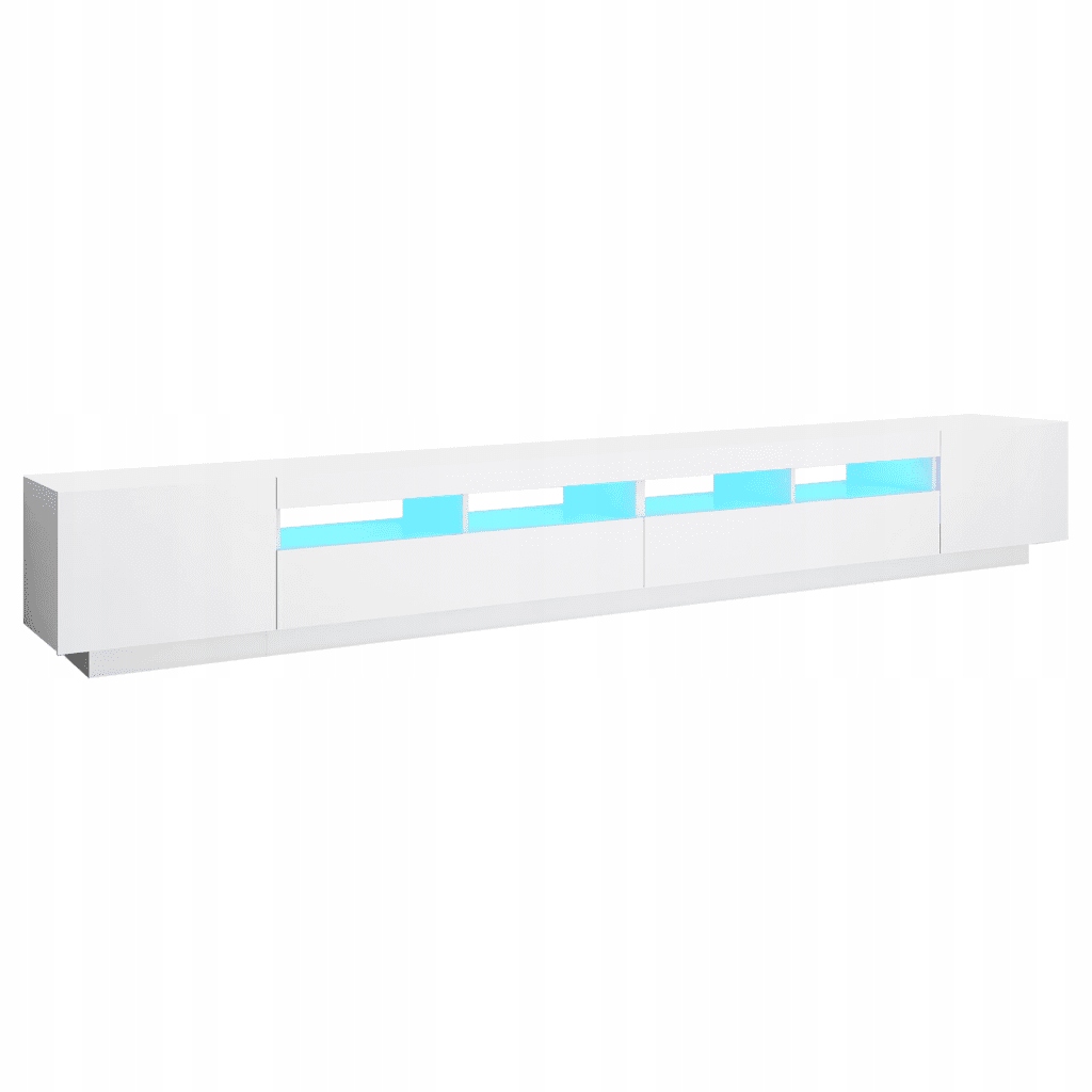 Bílá televizní skříňka Rtv s Rgb Led osvětlením 300x35x40 cm