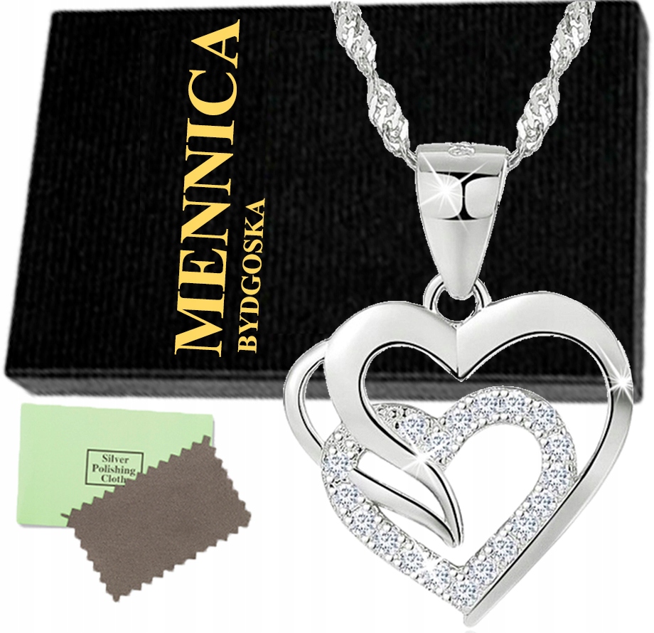 NASZYJNIK SREBRNY SERCE SREBRO PRÓBA 925