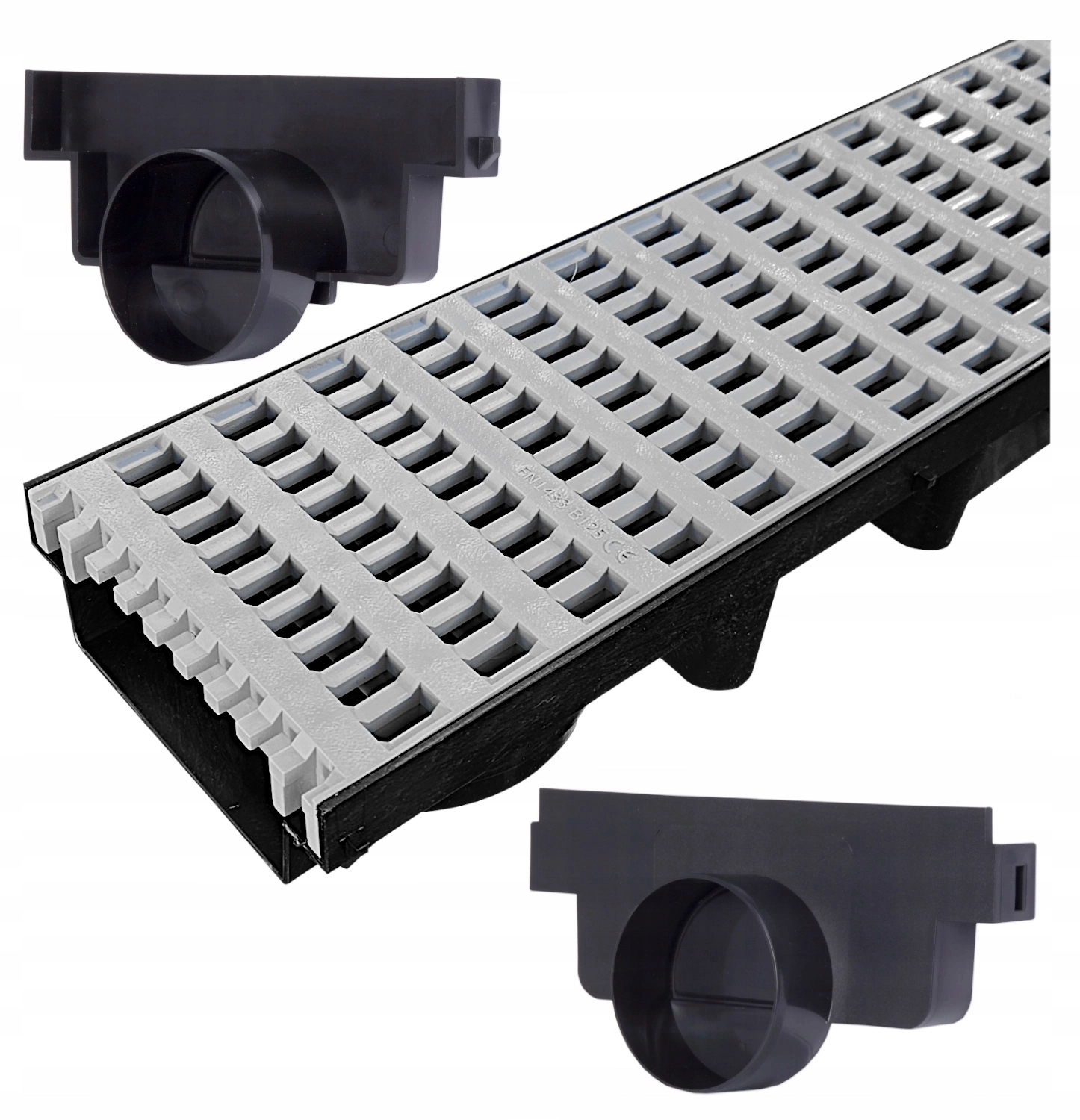 Lineární odtok do garáže 5 m Mřížka Grid Popiel Pvc 63x131 mm B125 až 12,5 tuny