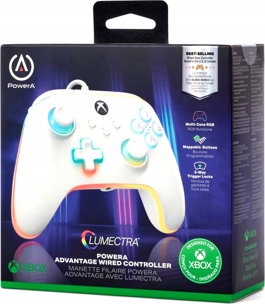 PowerA Drátový ovladač Advantage Lumectra Bílá Xs Xo Pc