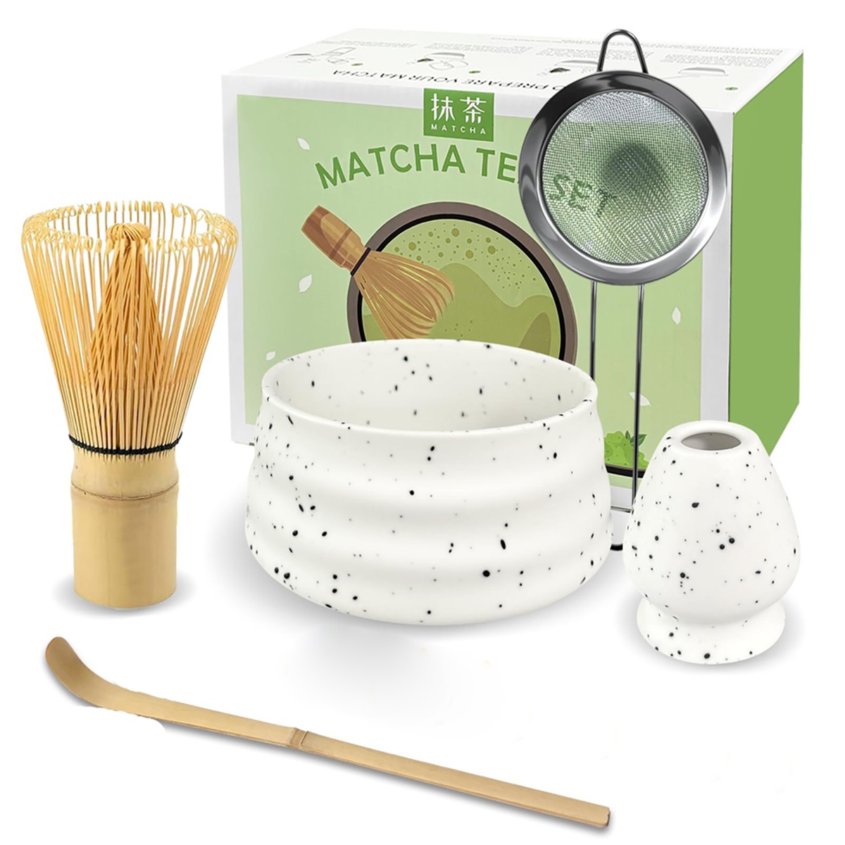Sada na matcha se sítkem a bambusovou lžící pro tradiční vaření