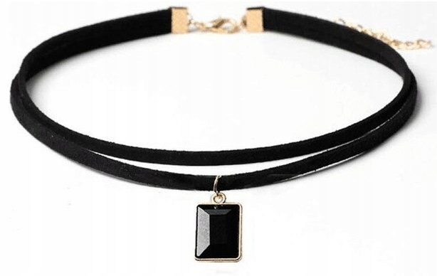 

Choker podwójny czarny łańcuszek szyję wisiorek