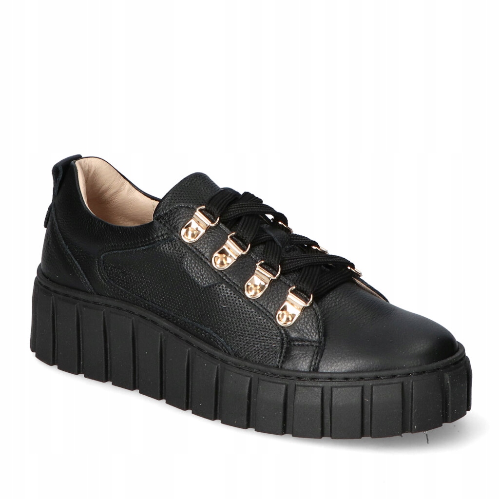 Neo Shoes 005 Černé kožené tenisky Hrách Cow