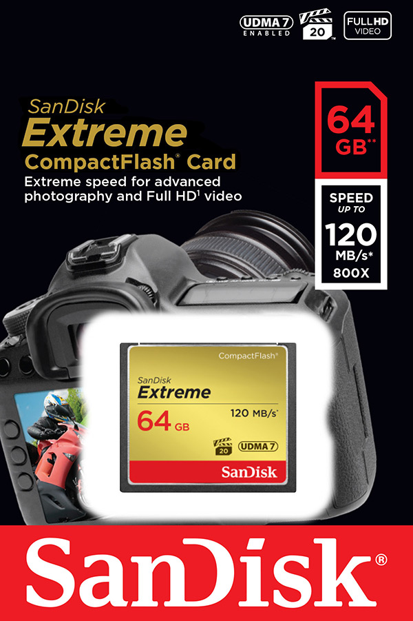 Sandisk 64GB Compact Flash Extreme Cf +120/85MB/s