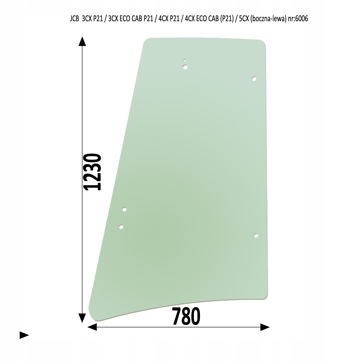 SZYBA BOCZNA LEWA JCB 3CX 4CX