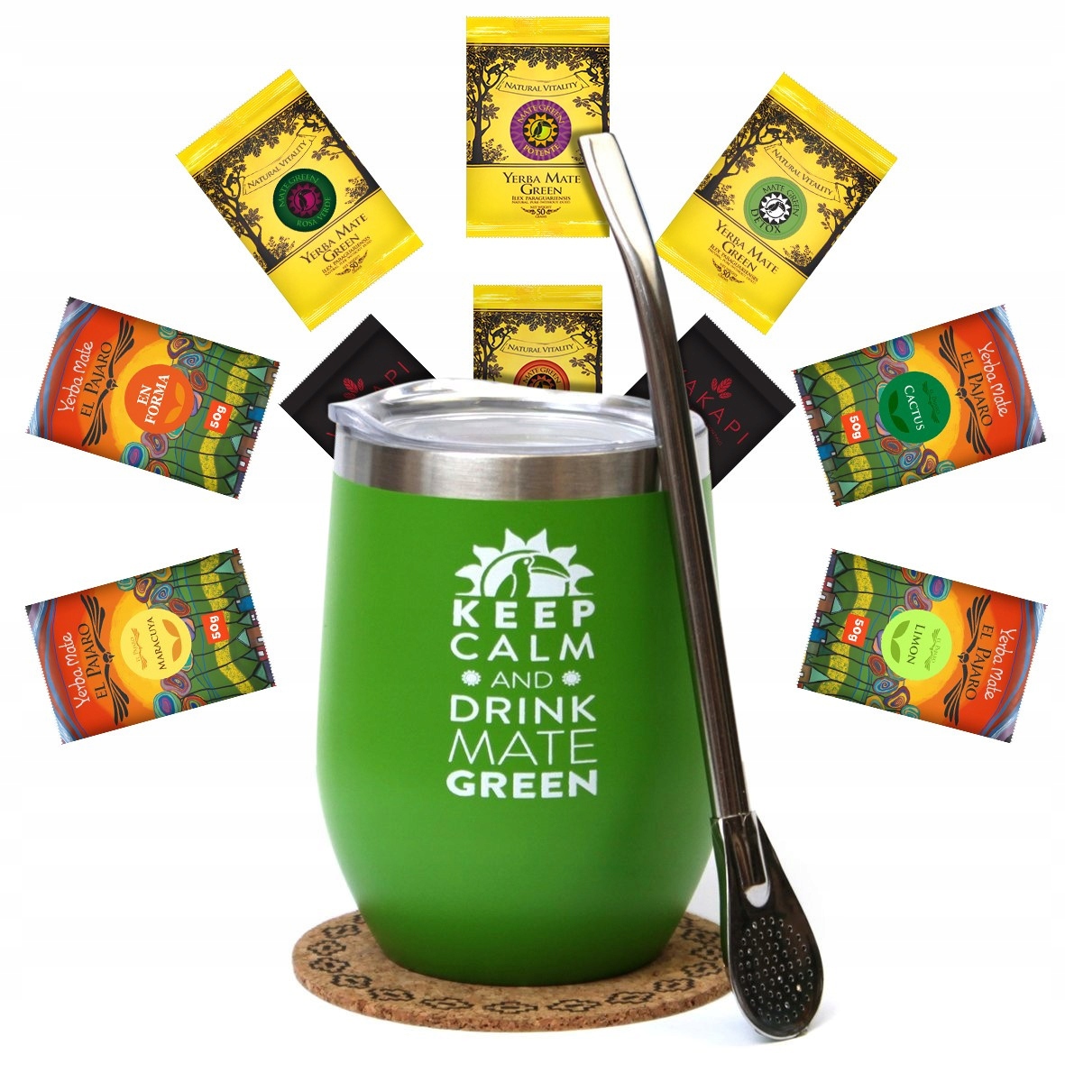 Levně Startovací sada Yerba Mate Green 500 g příslušenství Termolid Bombilla