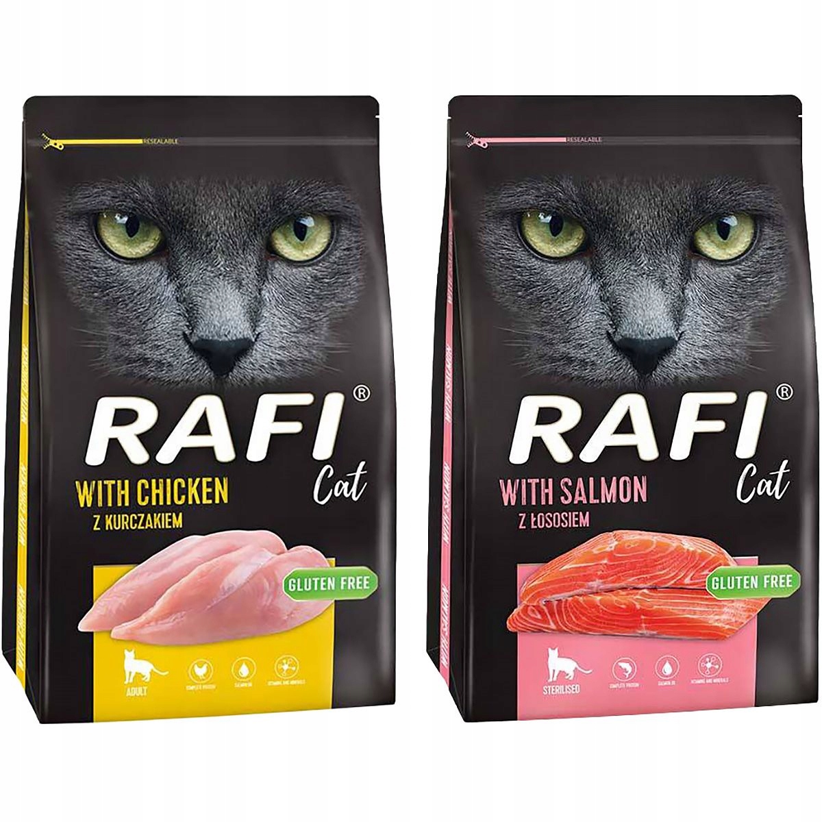 Levně Dolina Noteci Rafi Krmivo Pro Kočky s lososem a kuřetem 2 x 7 kg
