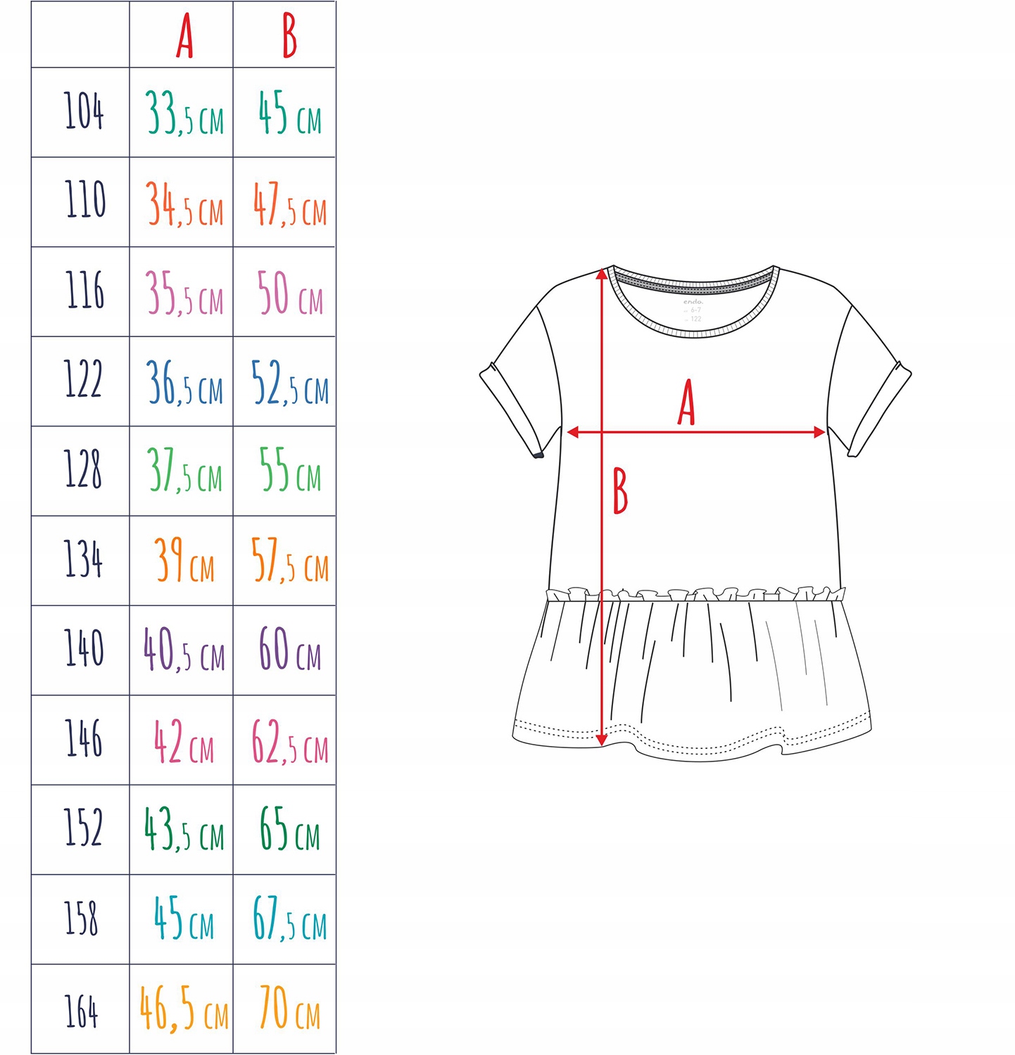 Tunika bluzka dziewczęca rozkloszowana bawełna 140 zielona z motylem Endo Marka Endo