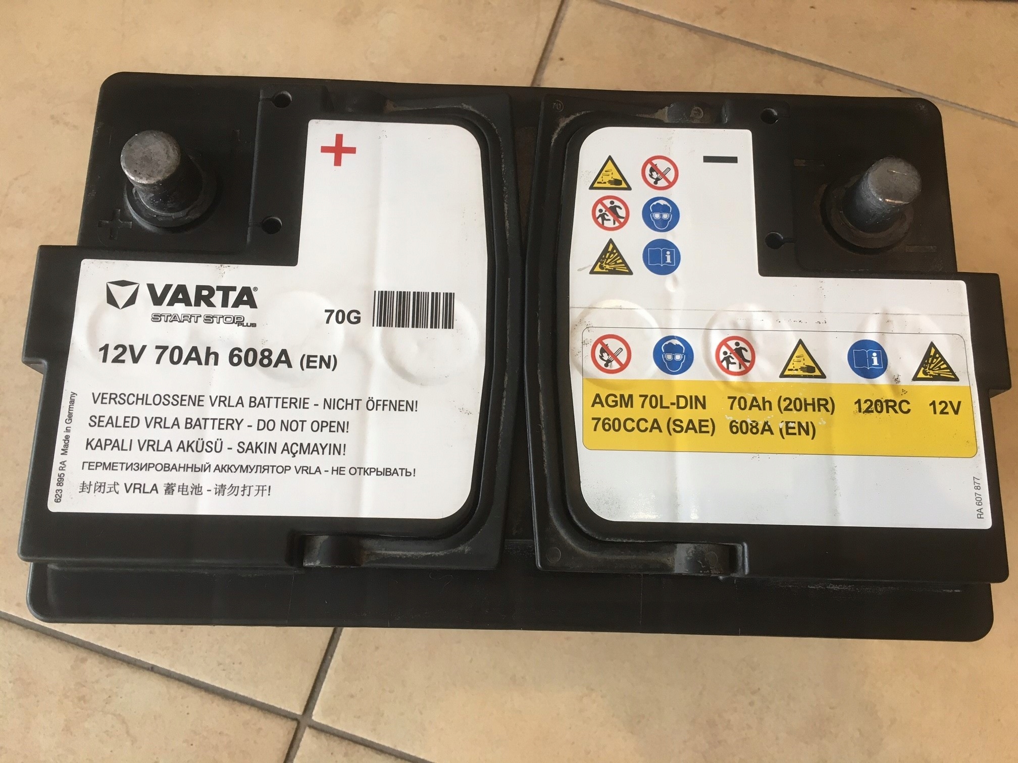 Varta AGM Start&Stop 70Ah 608A P+ AGM 70L-DIN za 150 zł z Warszawa ...