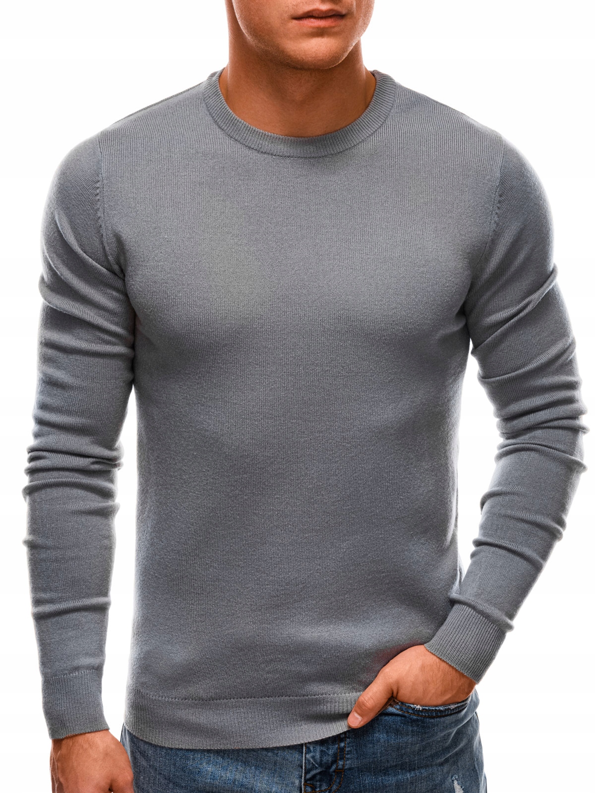 

Sweter męski basic casual 199E szary S
