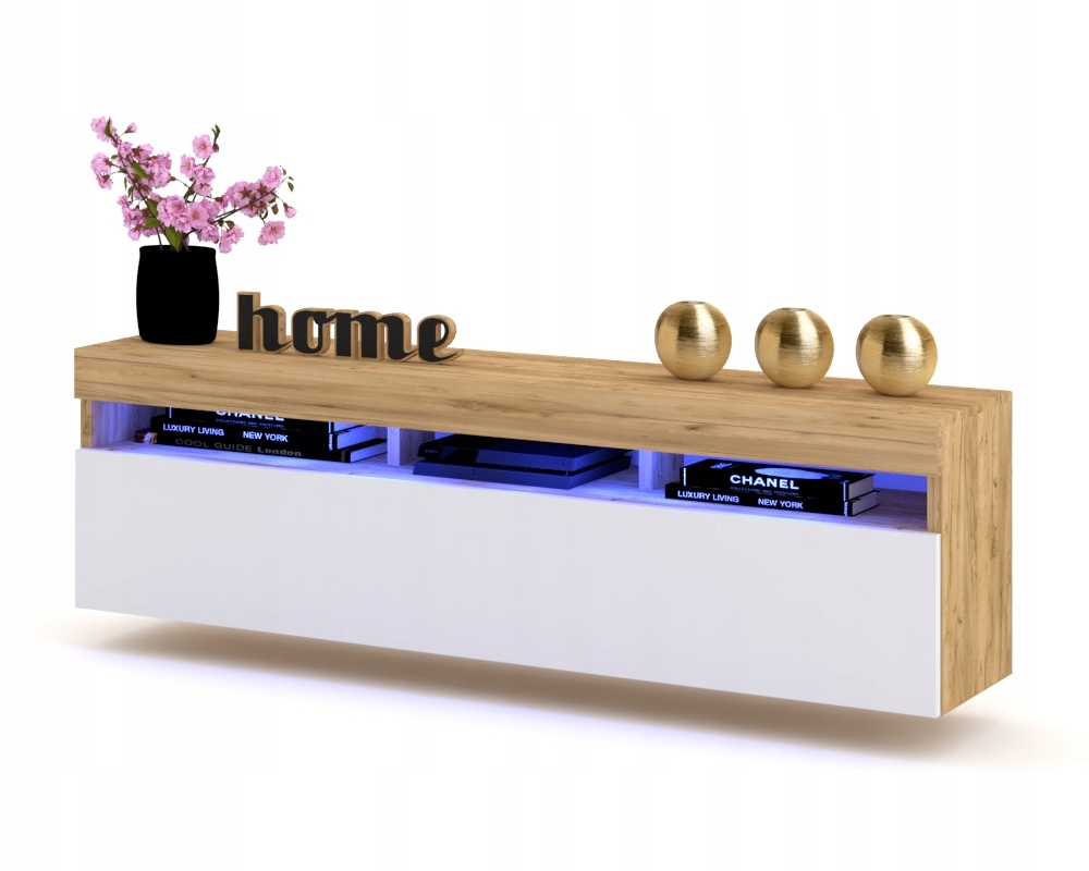 Závěsná Rtv skříňka Komoda Play Craft Bílá Led 140