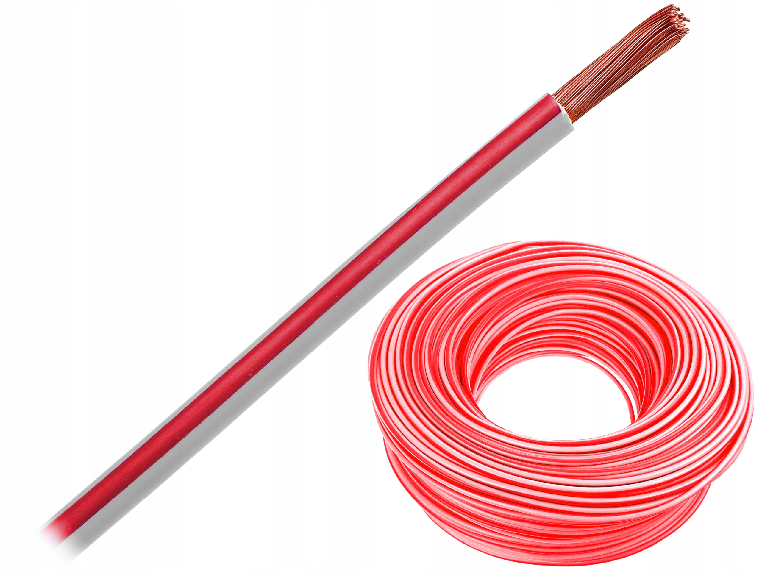 

Przewód linka Flry-b 1mm2 czerwono biały 1x1 10m