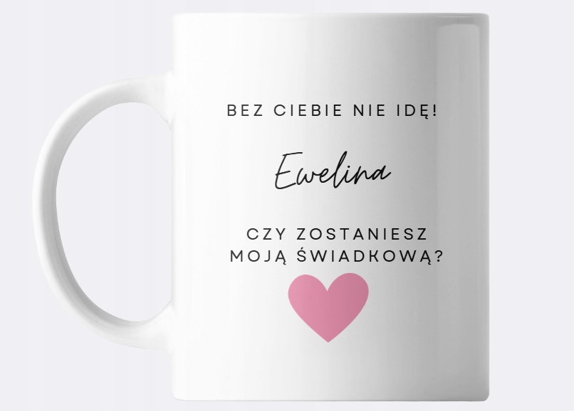 Hrnek pro svědkyni, žádost o svědectví, jméno nápis, srdce