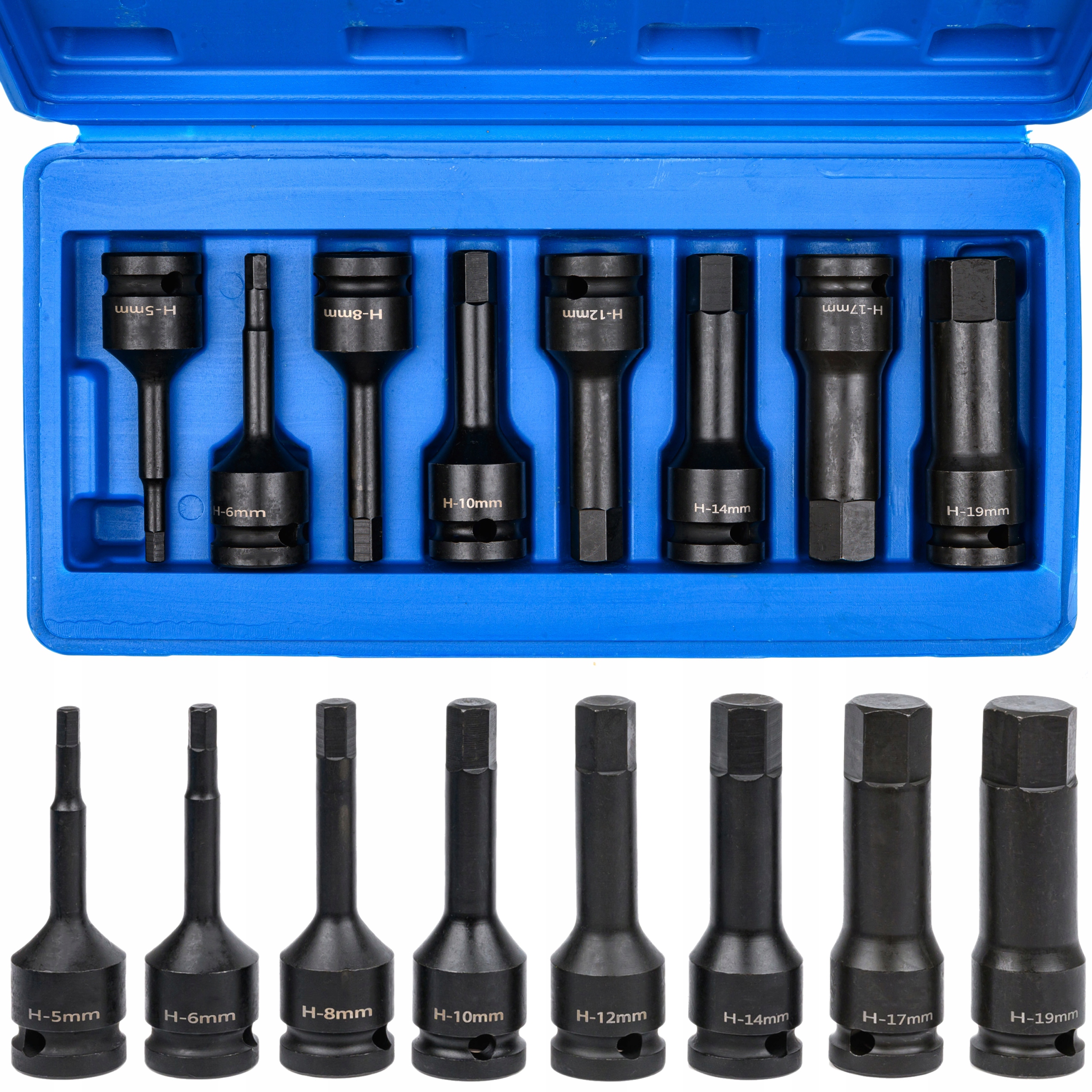 Nasadki Klucze Udarowe Trzpieniowe Nasadowe Imbus Hex H5-H19 1/2" 5-19 MM