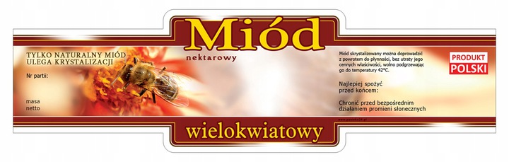 

Etykiety Samoprzylepne 100 szt Miód Wielokwiat