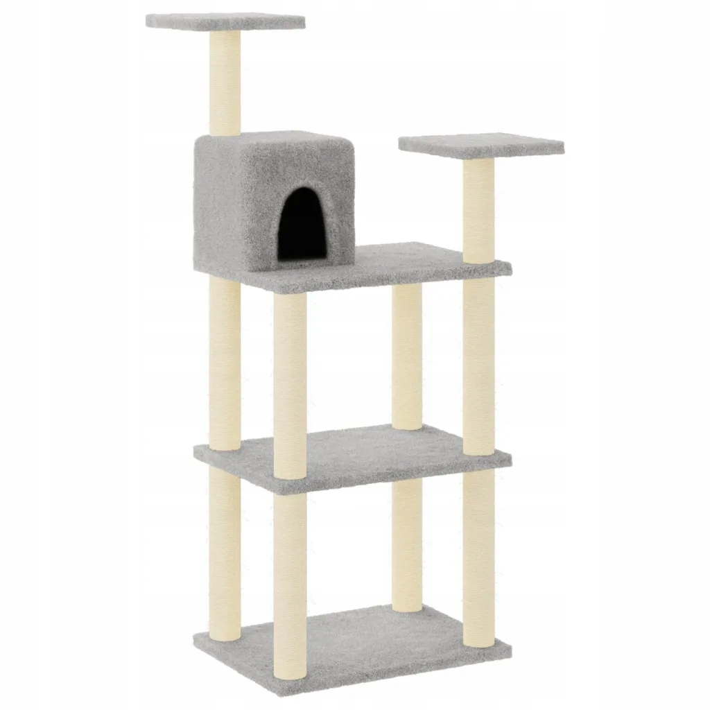 Levně vidaXL Škrabadlo pro kočky se sisalovými sloupky, světle šedé, 118,5 cm