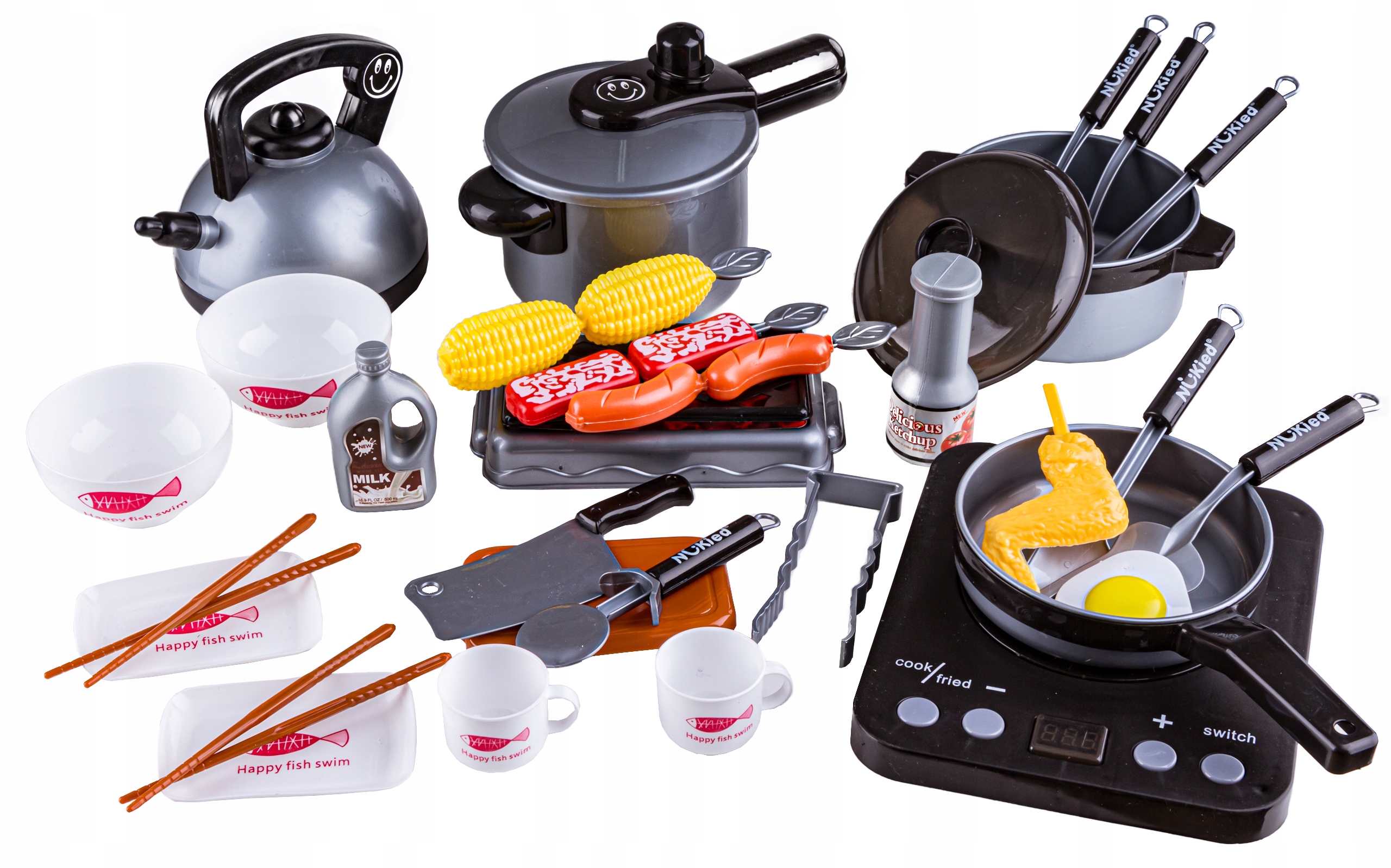 ZESTAW KUCHENNY GARNKI JEDZENIE AKCESORIA 36 EL. Marka DK