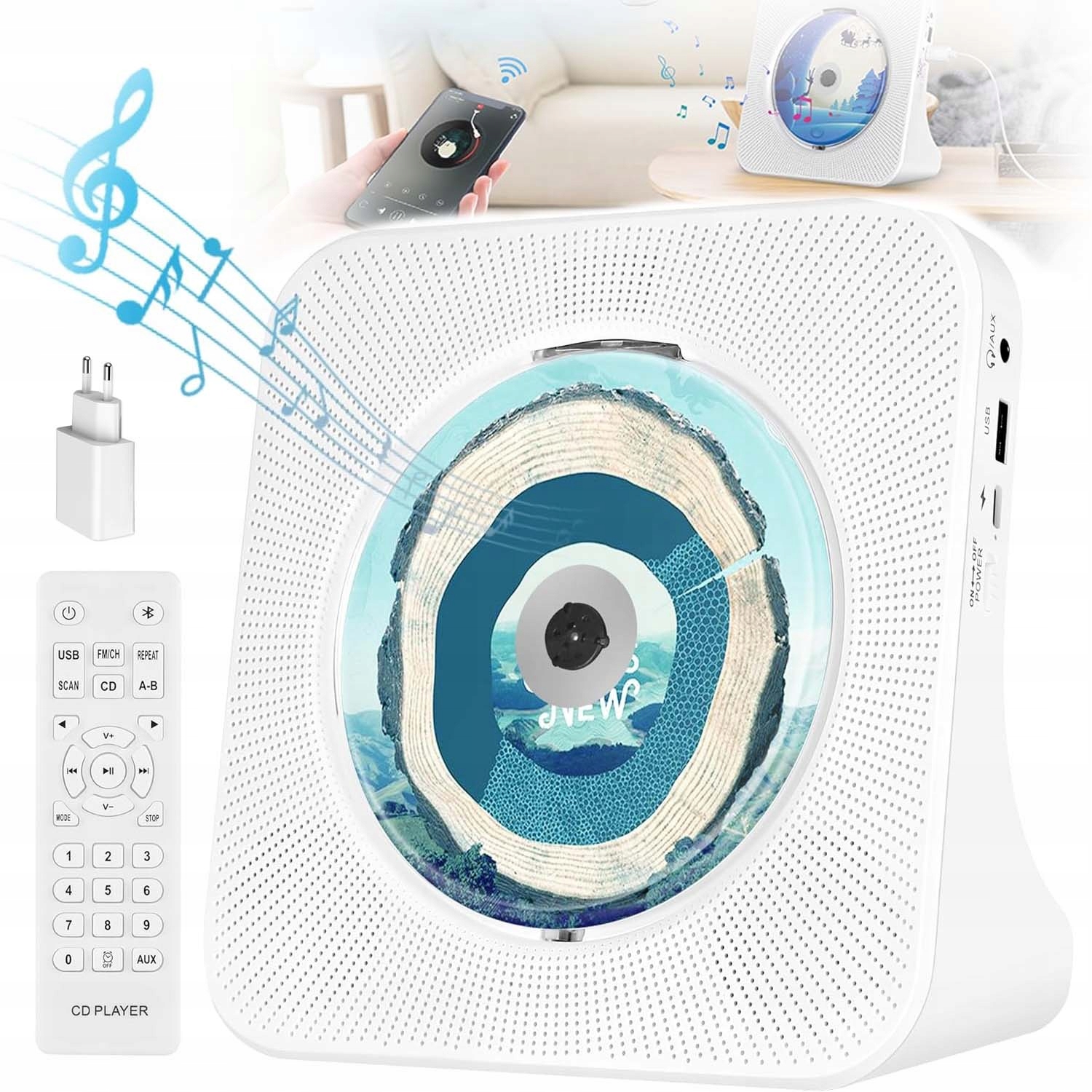 Rádio Aux Usb Fm MP3 Přenosný Přehrávač CD Reproduktor Bluetooth Dálkové Ovládání
