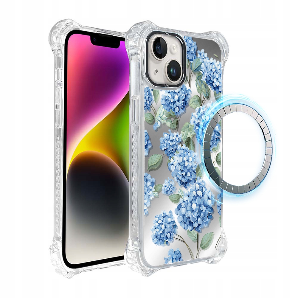 Pouzdro pro iPhone 14 Plus Ibizu DropGuard Ultra s MagSafe, safírová hortenzie