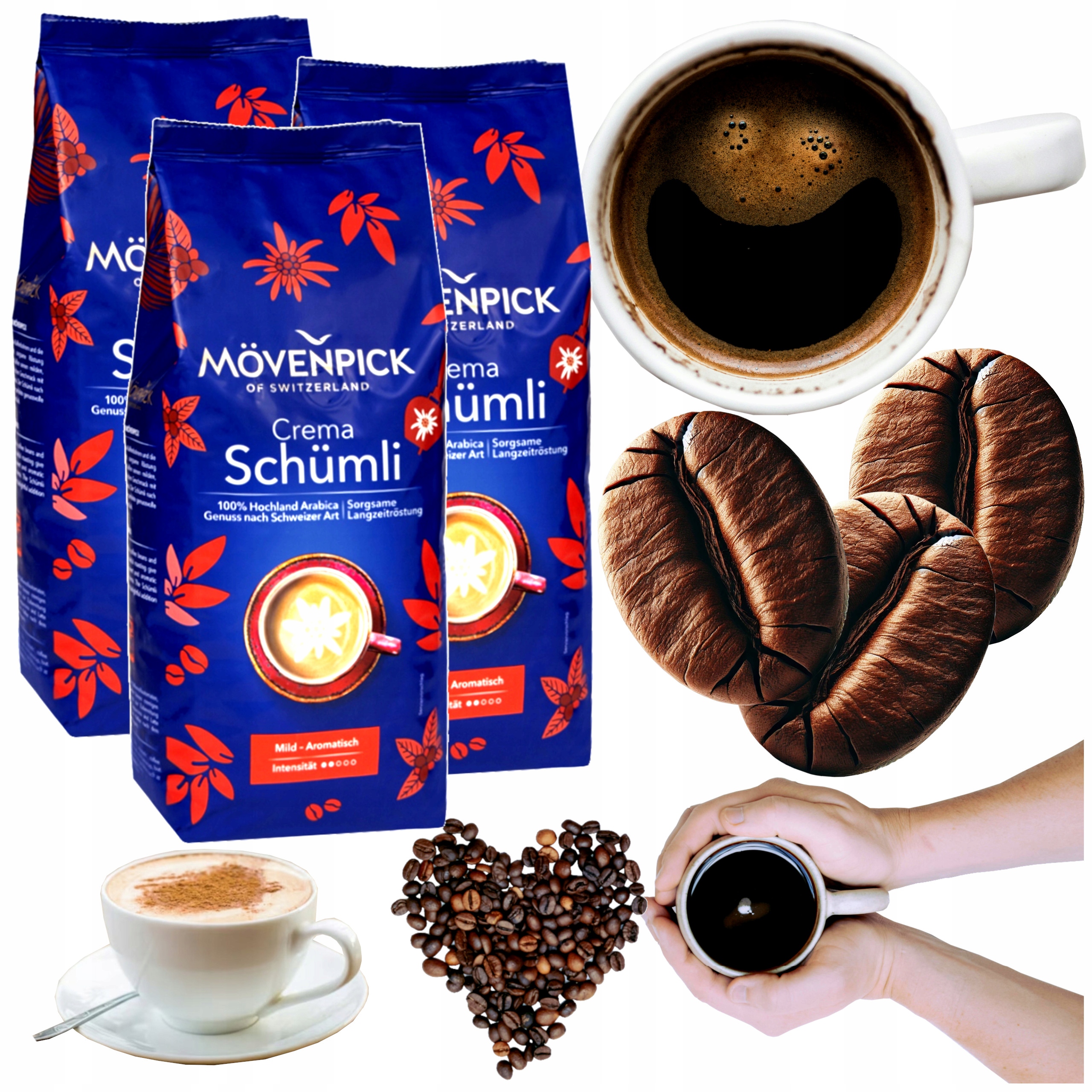 Kawa ziarnista 1kg x3 100% Arabica Movenpick Schümli blue do ekspresu 3000g