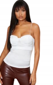 PRETTYLITTLETHING BLUZKA TOP SATYNOWY BIAŁY 34 CAC Płeć kobieta