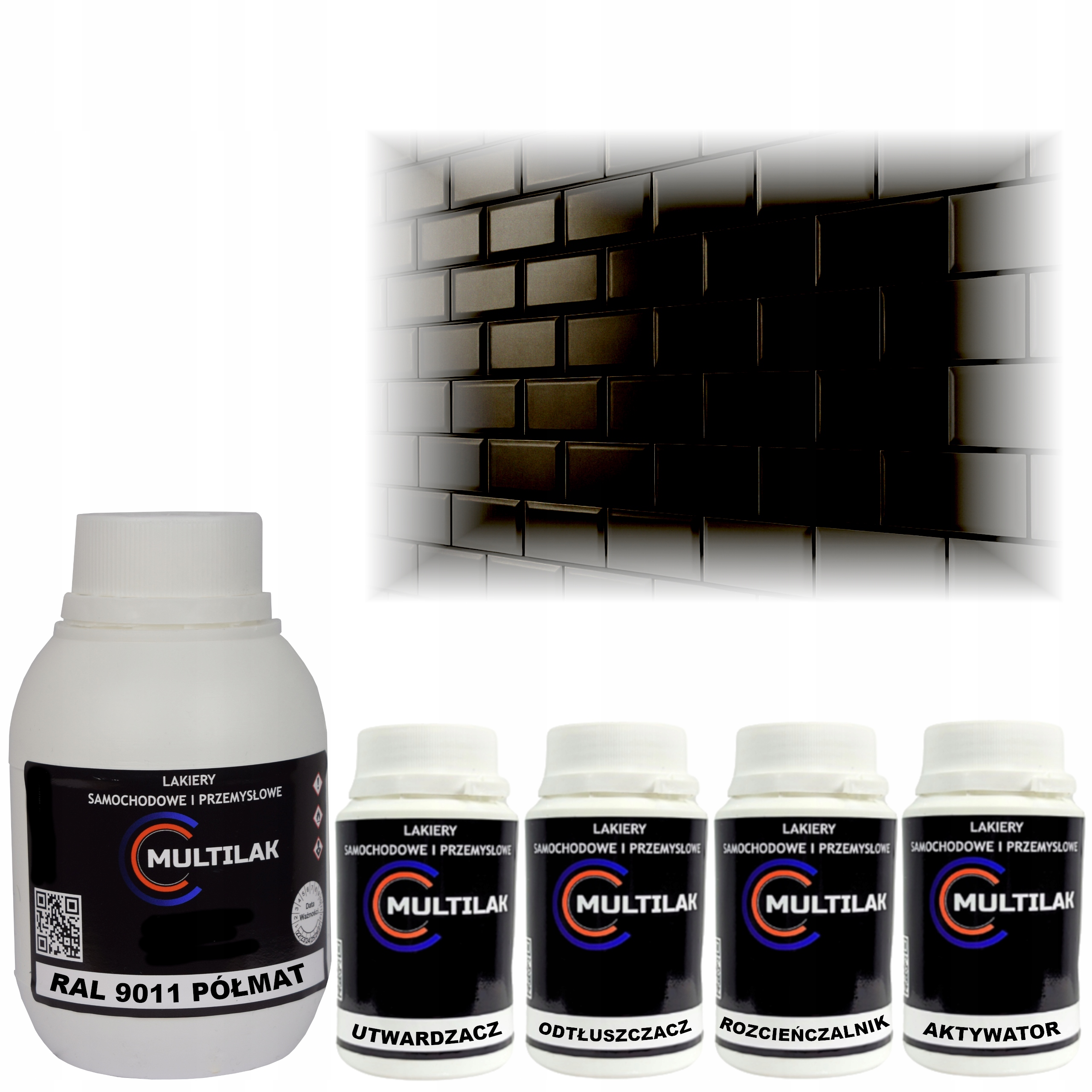 Lakier farba Ral 9011 do glazury płytek kafli na wałek pędzel 0,5L Półmat