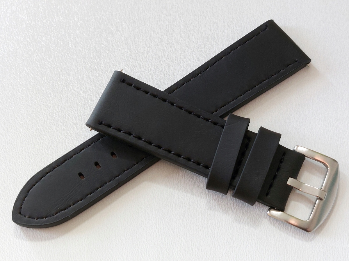 Pasek do zegarka smartwatcha 22 mm czarny EKOSKÓRA