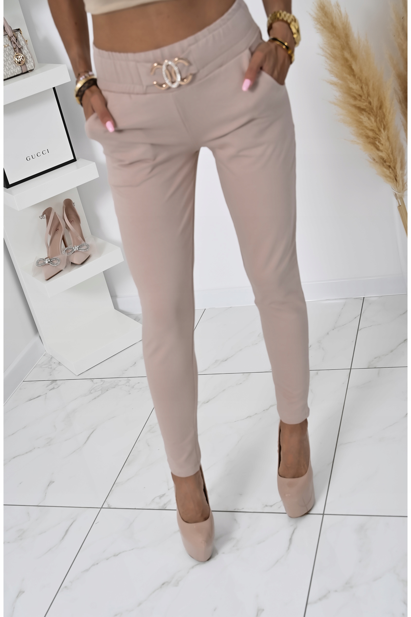 ELEGANCKIE STYLOWE SPODNIE DRESOWE NYLAH! WZ.1 XL Długość nogawki długa