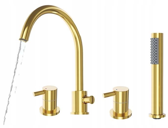 Vanová Baterie 4-OTVOROVÁ Zlatá Kivo Vanová Stojánková Baterie