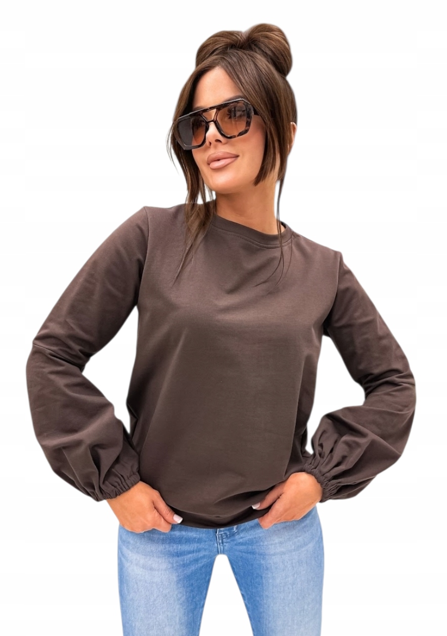 Bawełniana bluza dresowa damska oversize z szerokimi rękawami dzwonek L/XL