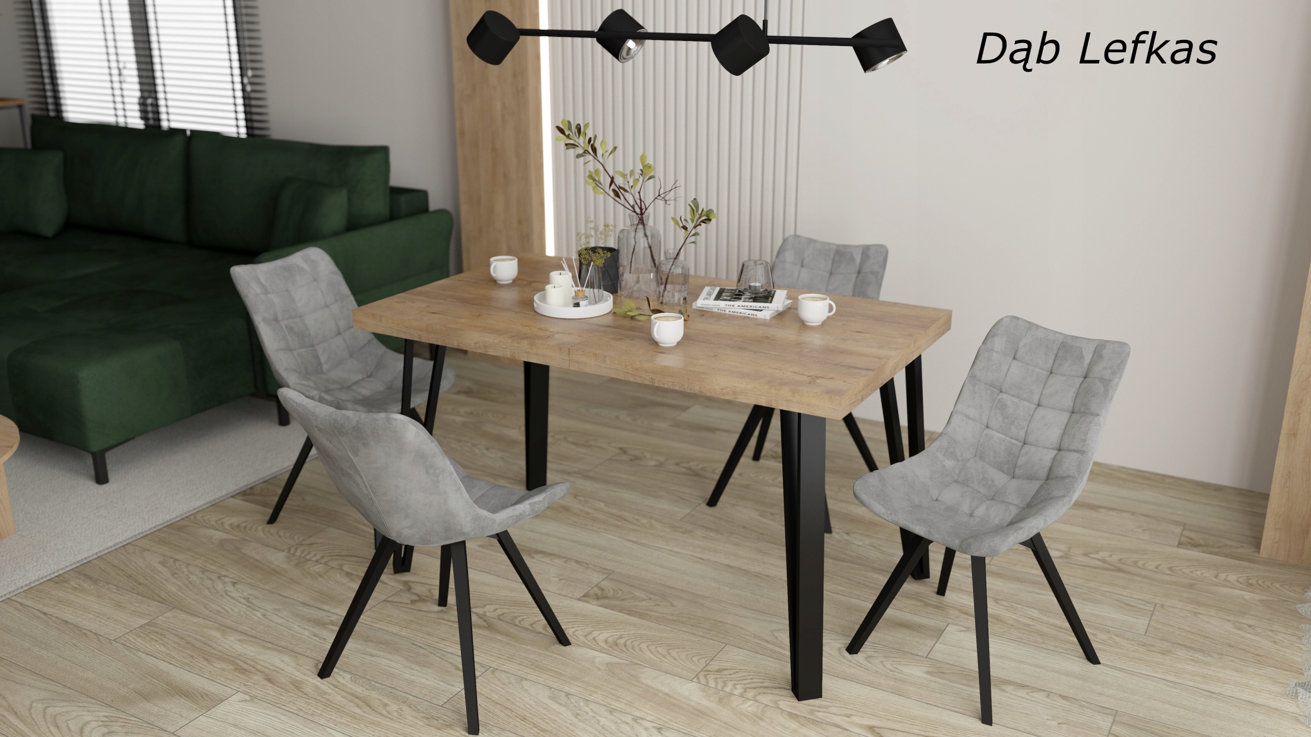 Stół rozkładany VERA, METALOWE NOGI loft nowoczesny 140x80x240 cm Kolor blatu dąb lancelot