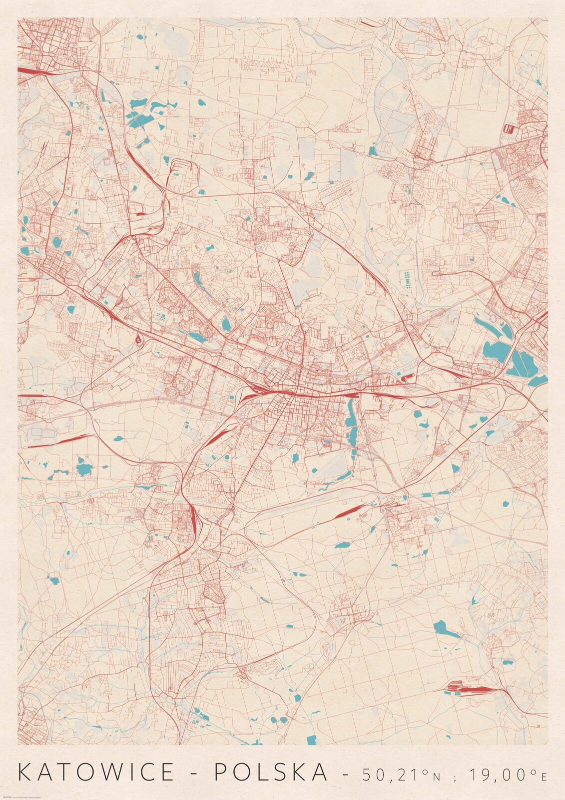 

Katowice Mapa Miasta plakat A1 59,4x84,1 cm