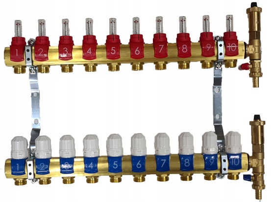 Rozdzielacz do podłogówki Diamond 10 obwodów (komplet) model K